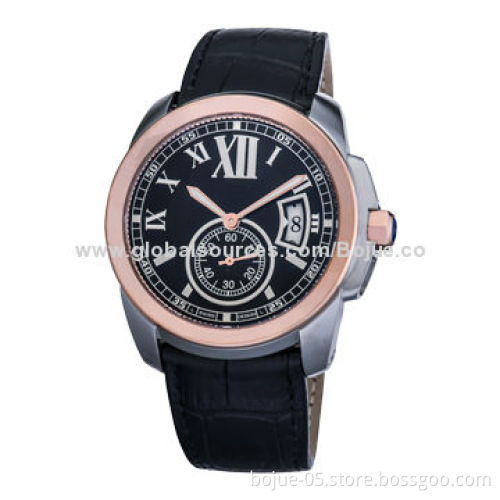 3-in-1 function genuine leather men's watch, Japan movement, 3ATM waterproof